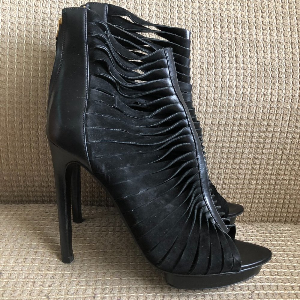 TOM FORD Women's Black Leather Peep-Toe Platform Shoes